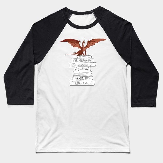 YA fantasy book stack and dragon Baseball T-Shirt by bookloversclub